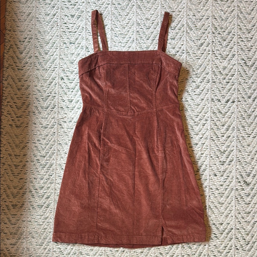 Hollister Rust Red Corduroy Mini Dress with Slit Women's size S